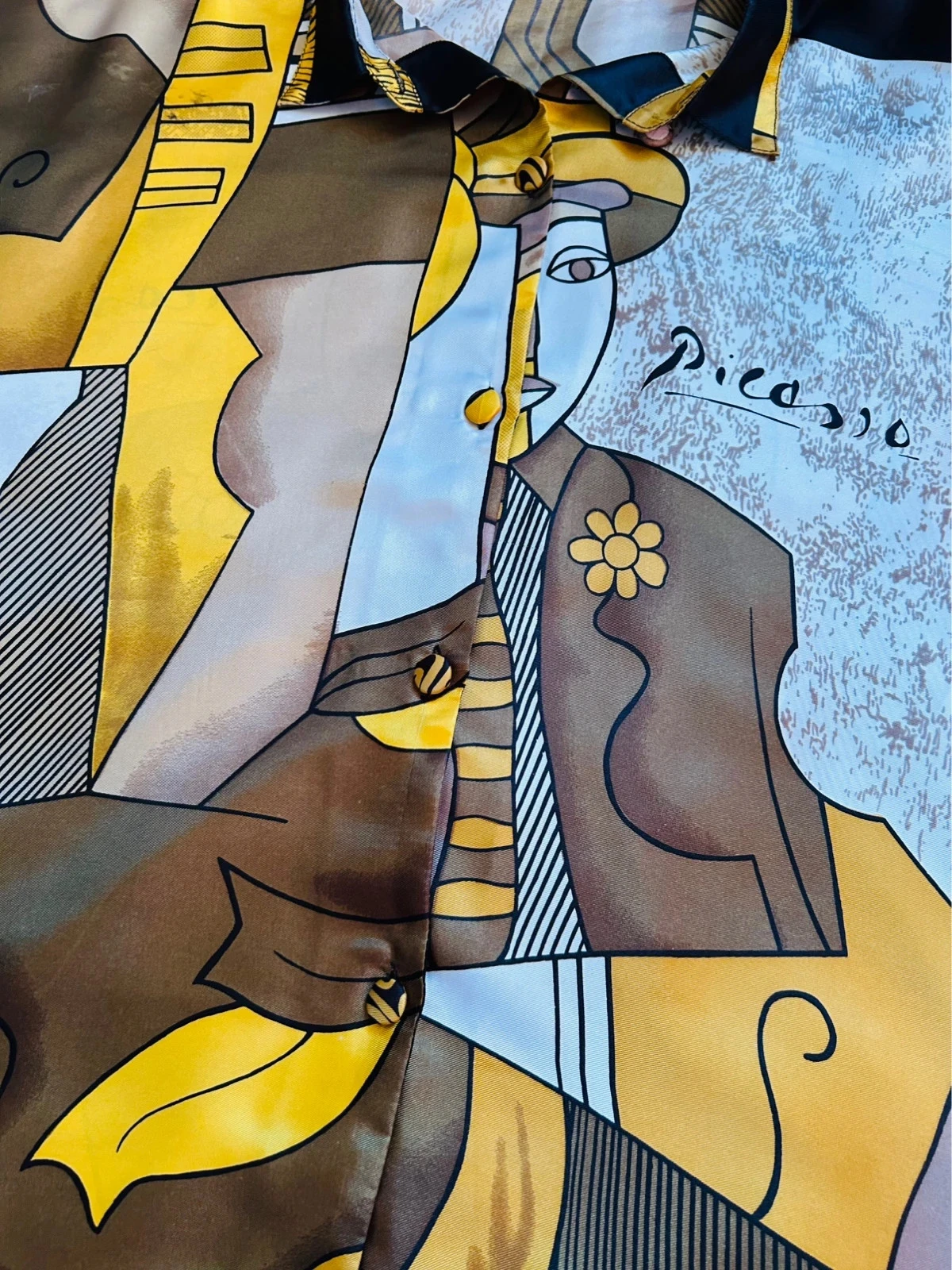 🌿🎨Picasso Inspired Vintage 90s Boho Statement Artwear Shirt Artistic Cubism 38/40🌿🎨 – photo 16